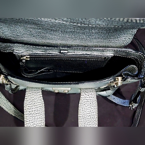 3.1 PHILLIP LIM | Pashli Small Calfskin Leather Zip Satchel Bag | Metallic Grey - Picture 7 of 13